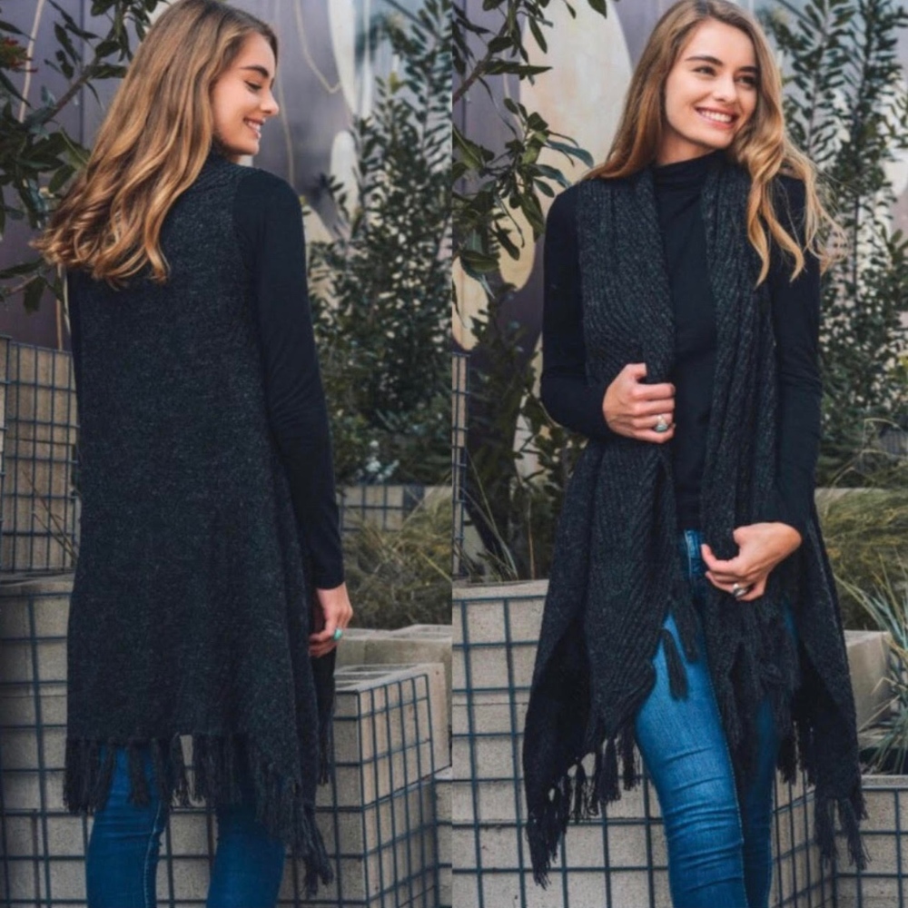 Charcoal Tassel Vest